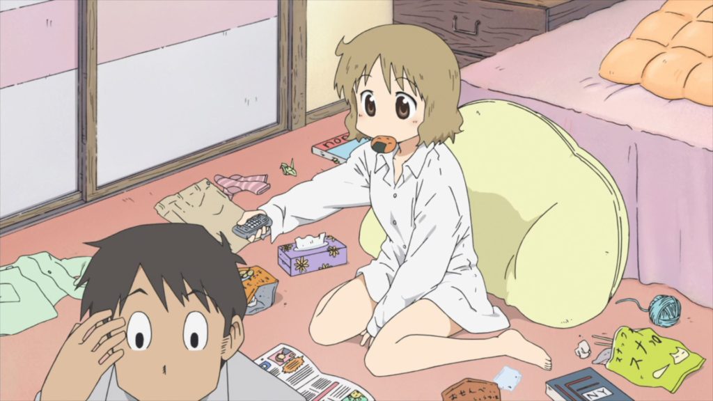 Takasaki imagining Sakurai sitting on the floor at home, with a mess around her, watching TV.